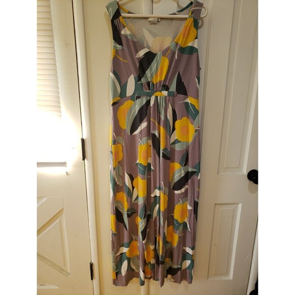 Boden Dress Floral Maxi Empire Waist Size 16 Resort Beach Viscose Sleeveless - Picture 3 of 9